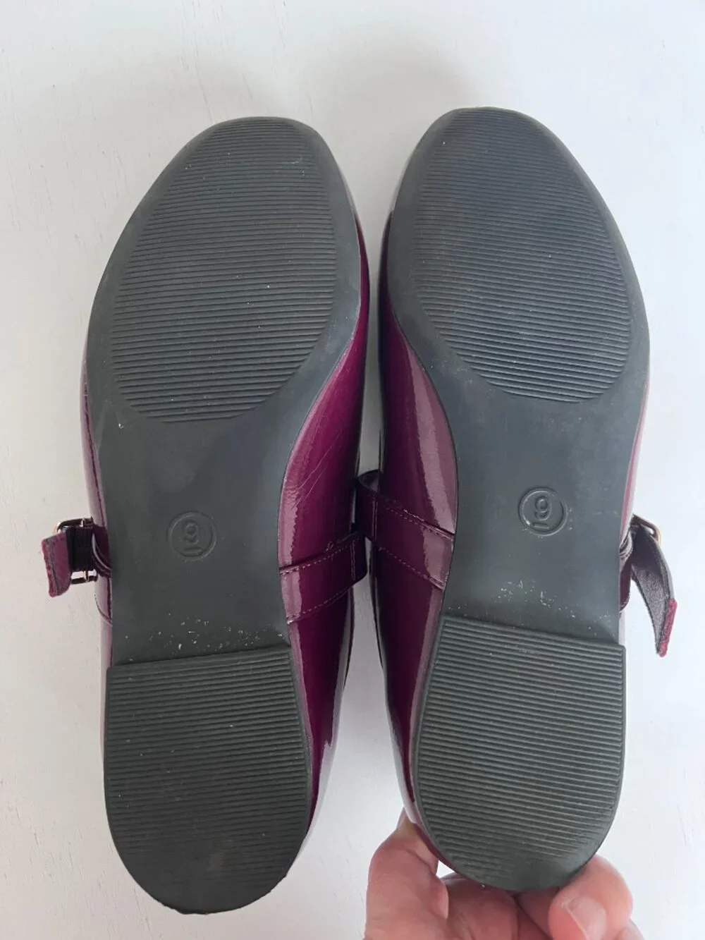 A New Day Elena Patent Mary Jane Flats - Burgundy (Size 9)